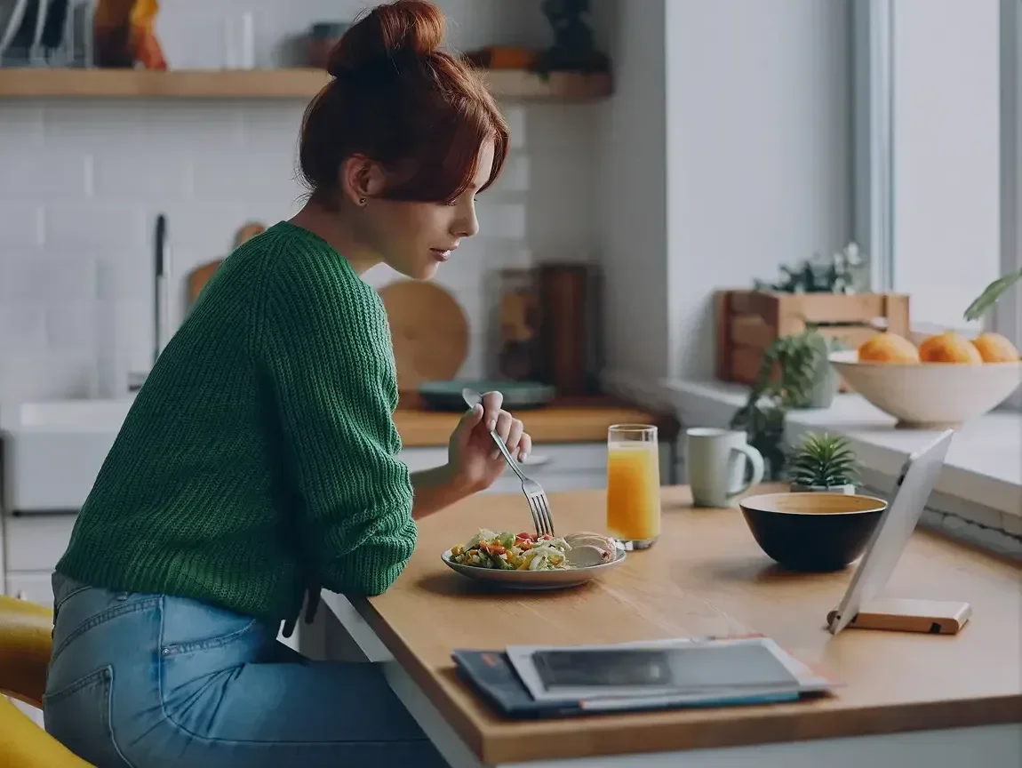 Girl kitchen eating